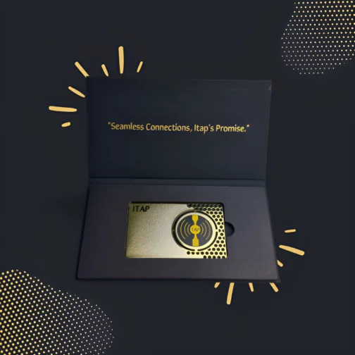 Gold NFC Metal Business Card by iTap - Smart Digital Profile "ITAP Premium Gold Business Card Front Side with the package" "alternative to subscription-based business cards" "luxury NFC business card for UK market" "high-end contactless business card with no subscription" "UK's best NFC-enabled business card provider" "one-time purchase NFC business card versus subscription cards" "top alternative to Tapitag, Mobilocard, and Evrycard in UK"